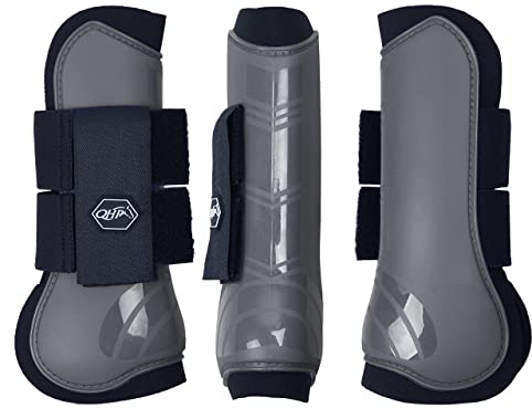 QHP Hartschalen-Gamaschen vorne innen Neopren Klettverschluss (Warmblut, Steel Grey)