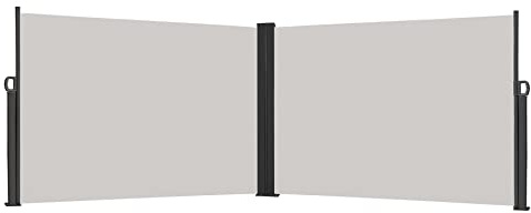 Froadp 180×600cm Paravent Latéral Extensible Double Côté Brise Vue Retractable Store en Polyester Extérieur Écran de Confidentialité de Protection Solaire pour Balcon Terrasse Jardin (Gris Clair)
