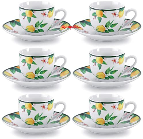 Fade Jaffa Lot de 6 tasses à café en porcelaine fine 100 ml