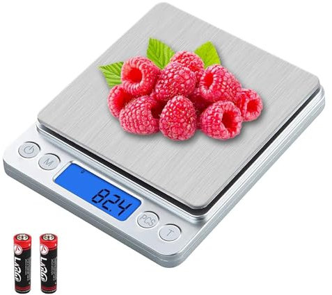 UNIWEIGH Food Scale,3kg/0.1g Digital Pocket Kitchen Scale Measure in Grams and oz for Loss Weight,Cooking Baking,Jewelry,High Precision Gram Scale with 6 Units,Small Coffee Scale with 2 Trays,LCD,Tare