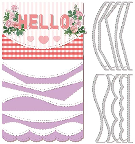 GLOBLELAND Stitched Borders Cutting Dies Metal Scalloped Lace Border Die Cuts Embossing Stencils Template for Paper Card Making Decoration DIY Scrapbooking Album Craft Decor