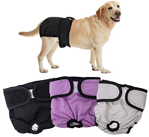 Läufigkeitshose für Hündinnen, 3 Stück Hundewindeln für Hündinnen, Hunde Windeln, Hundewindel, Hochsaugfähige, Waschbare und Umweltfreundliche Damenbinden Inkontinenzhose für Hunde (XS, Dreifarbig)