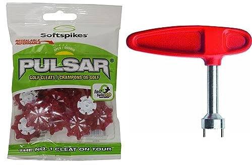 SOFTSPIKESSOFTSPIKES Golf Spikes Pulsar Fast Twist 3.0 Red Golf Spikes, Cherry/White, Bag of 1 set UK & LONGRIDGE Golf Shoe Spike Wrench Spike Wrench - Red,Longridge