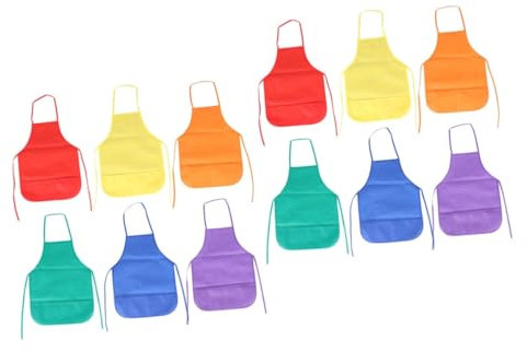 Amosfun 12stücke Teiliges Junge Mädchen Maler-schürzen Wasserdichtes Kunstschürze Für Jungen Und Mädchen Für Malaktivitäten Basteln Und Kochen Rote Gelbe Blaue Grüne Und Farben