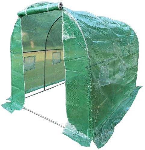Gewächshaus Bogendach Treibhaus Foliengewächshaus Folien-Tunnel grün 3x2x2m