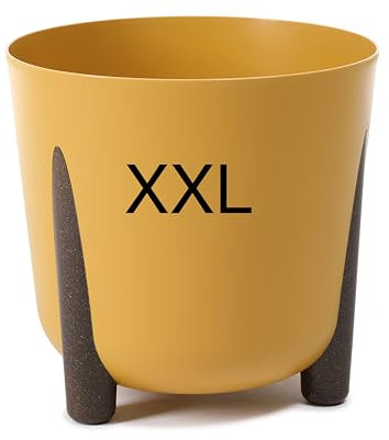 MELTOM Blumentopf mit Füßen Rund Übertopf Pflanztopf XXL - DxH: 34 x 32 cm (SENF)