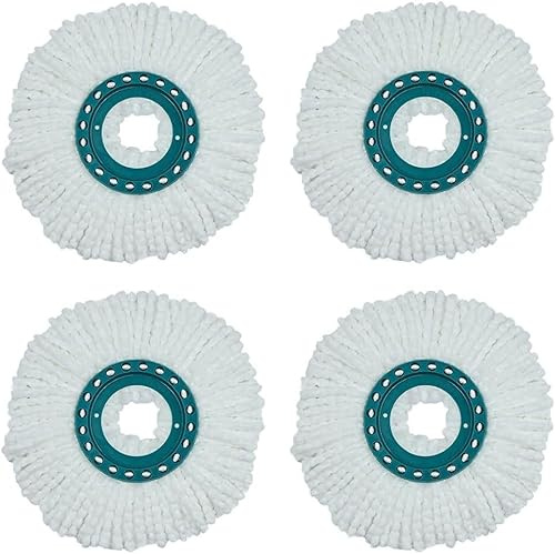 YUETTYY Tête de balai rotative, tête de balai de rechange lavable pour balai à disque Leifheit Clean, tête de balai de rechange en microfibre forme ronde 2/4 pièces (4)
