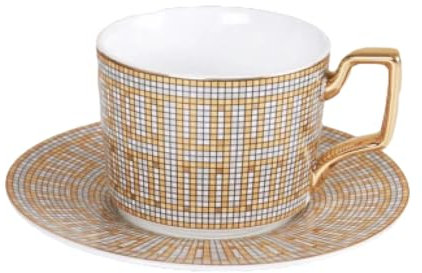 CAPIJIONG Juego de taza y plato de café europeo de 250 ml, horno de microondas disponible, taza de estilo marroquí, taza de té de camelia de la tarde inglesa estilo G