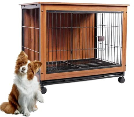 Hundehaus für Zuhause Eckige Hundehütte Hundebox Haustierkäfig für mittelgroße Hunde Hundehaus mit Türriegel Holz Indoor Hundekäfig Schrank Multifunktional Hundehaus TV Schrank Tierkäfig. ( Color : Br
