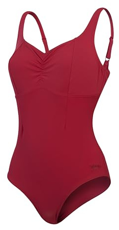 Speedo Maillot de Bain 1 Pièce Effet Galbant Aquanite, Vêtement Sculptant, Maillot de Bain pour la Plage et Les Vacances Maillot de Bain pour Femme, Rouge Basque, 32