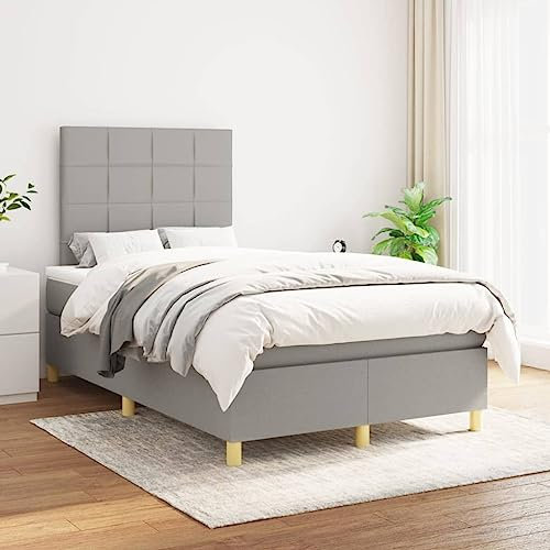 THOYTOUI Boxspringbett, Bettsystem Seniorenbett Bettgestell Betten Geeignet für Gästezimmer Schlafzimmer Aufenthaltsraum Wohnungen mit Matratze Hellgrau 120x200 cm Stoff