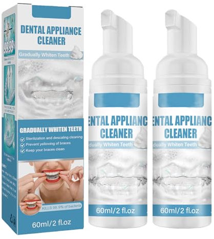 Dyceittdia 2pcs Pulizia Dell'apparecchio,Detergente per schiuma ortodontica, detergente per schiuma per apparecchi ortodontici,Active Plus Denture Cleaning Tablets, 2pcs*60ml, toothpastes1