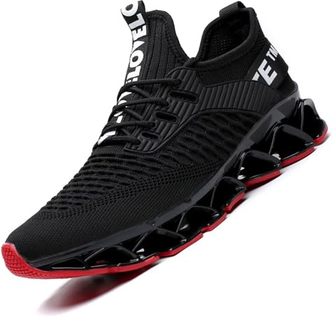 Men's Running Shoes Mesh Athletic Sport Sneakers Gym Fashion Trainers Tennis Casual Walking Zapatos Black Red