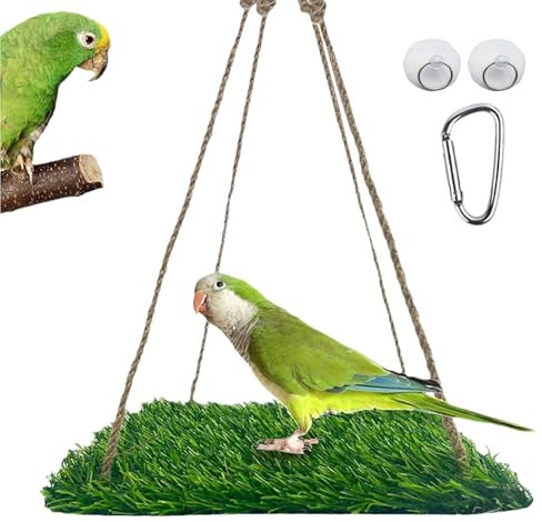 Grasmatte Vogelschaukel - Große Vogelschaukel Spielzeug | Hängematte Groß Vogel Papagei Schaukel Spielzeug mit Haken für kleine bis mittelgroße Vögel