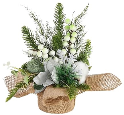 UIYIHIF Künstlicher Mini-Weihnachtsbaum, 30 cm, Künstlicher Tisch-Weihnachtsbaum mit Beeren, Schneebedeckter Weihnachtsschmuck für Selbstgemachte Tisch-Weihnachtsdekorationen (Weiße