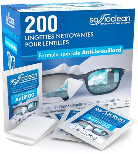 200 Brillen-reinigungstucher Soffioclean Brillenputztücher und Reinigung von Displays Bildschirmen - Antibeschlag und Entfernen Schmutz und Fett - Empfindlich und Wegwerfbar
