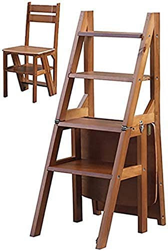 Klappleiterstuhl aus Holz, Leiterhocker, Tritthocker aus massivem Holz, für Zuhause, zweistufige Klappleiter, Küche, doppelt verwendbar, dreistöckiger Tritthocker, Tritthocker