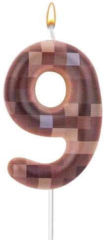 Geburtstagszahlenkerze, Braune Zahlenkerze Geburtstagszahlenkerze Kuchendekoration Kuchenaufsatz für Geburtstag Jubiläumsparty (Nummer 9)