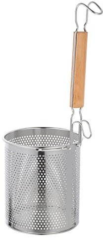 VDLLQYN Cuchara Colador. Colador de Cocina, colador de Malla Fina, Espumadera de araña, Mango de Madera, Cesta for freír, cestas for freír o(14X14X38CM)