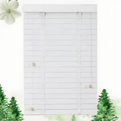 Eiauiuo Weiß Jalousien aus Massivholz Innen Sonnenschutz Verdunkelungs Venezianische Jalousie Sichtschutz Rollos 50mm Lamellen Wärmedämmung Horizontal Fensterjalousie(130x150cm)