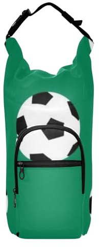 Amooorous Schwarzer und weißer Fußball-Flaschenträger mit Flaschen, stilvolle Wasserflasche, isoliert, passend für 590 ml, 680 ml, 907 ml, 1134 ml Flaschen