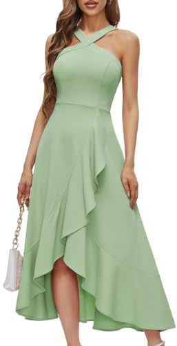 Bbonlinedress Vestido de noche elegante para boda, vestido festivo, vestido de cóctel para mujer, vestido extralargo de cóctel, verde claro, L