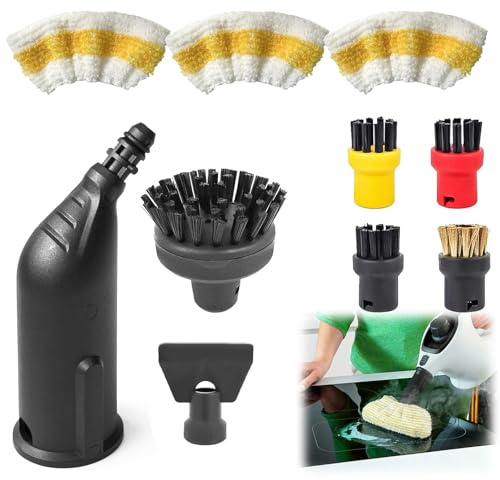 YTUGIL 10 teiliges Dampfreiniger-Zubehör kompatibel mit Kärcher SC1 SC2 SC3 SC4 SC5 SC7 CTK10 CTK20 – Dampfreiniger-Rundbürsten, Düsen, Verlängerungsrohr und Dampfmantel für effizientes Dampfreinigen