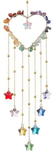 Airssory 3 Stück Herz Thema Glas Natur Edelstein Hängende Traum-Sonnenfänger Steinsplitter Liebe Kristall Stern Ornament Fänger für Fenster Zimmer Party Zuhause Wand Garten Dekor
