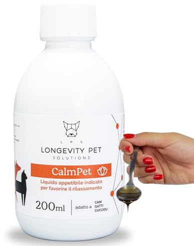 LPS CalmPet | Beruhigungsmittel für Hunde und Katzen, 200 ml, natürliche Nahrungsergänzungsmittel für Hunde und Katzen mit Kamille und Baldrian, reduziert Angst, Stress und Unruhe, beruhigend für