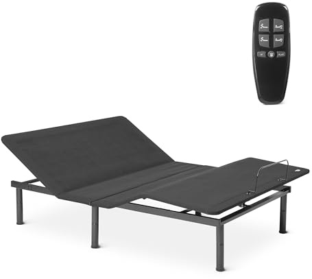 Amazon Basics Adjustable Metal Platform Bed Base with Wireless Remote Control, Queen