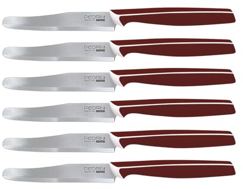 Pedrini Master Coltelli da Tavola, 6 pezzi, colore marrone, lama accio inox