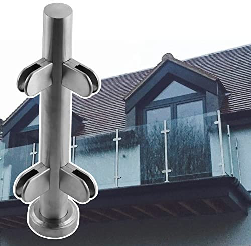 SZITW Postes de Cerca de Vidrio, Sistema de barandilla de Vidrio de Metal, Poste de Panel de Vidrio para balcón/terraza/Patio, Poste de balaustrada de Vidrio Personalizable/Poste de Soporte de CER
