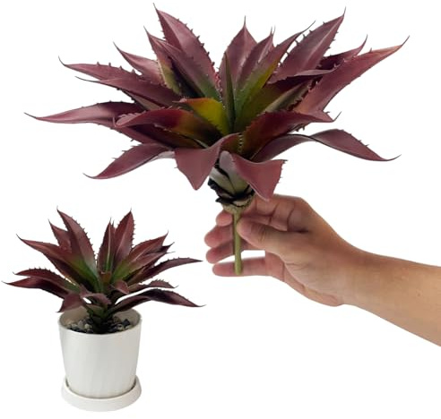 TETOU 12.5 Inch Artificial Aloe Plant - Large Faux Succulents (Unpotted), Realistic Fake Plants for Home Decor Indoor Outdoor (Red)