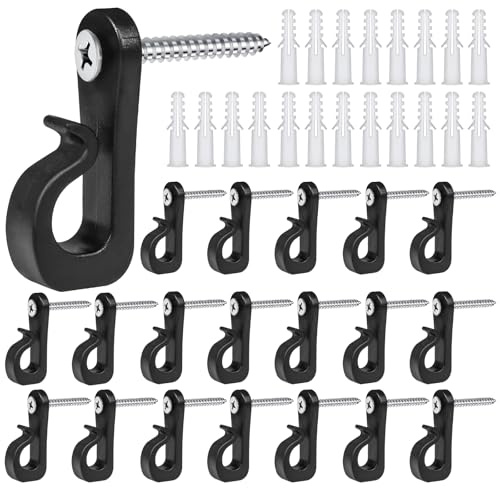 20Pack Q-Hanger Screw in Hooks Screw Hooks with Safety Buckle for Light Wire for Hanging String Lights Hanging Fairy Lights Plants, for Christmas, Festival,Patio, and Fence Decorations