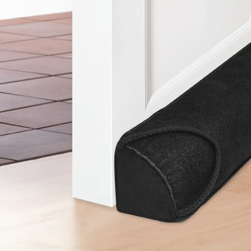CEWROM Schwerer Türzugstopper, 92 cm Zugluftstopper für Fenster Dreieck unter der Tür Zugluftstopper Geräuschblocker, Wind- & Kältestopper für Türen und Fenster (Schwarz)