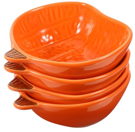 STOBAZA 4 Piezas Cuencos Cerámicos Forma de Calabaza Resistentes al Calor para Salsas y Aperitivos Aptos para Horno Microondas y Lavavajillas Decoración para Halloween y Fiestas de