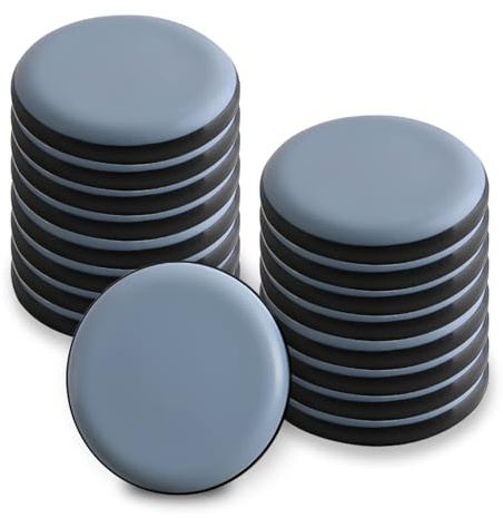 24 Patins Glissants PTFE Téflon pour Meubles Lourds et Chaises Ronds 20 mm Auto Adhésifs Protege Pied de Table Cale Meuble Sol Lisse Parquet Carrelage Réduction Bruit