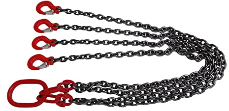 Engine Lift Chain 5-Ton 1.5m 4-Leg Lifting Sling with Spring Tongue Hooks, Manganese Steel Hooks & Reinforced Butterfly Links Heavy Duty Hoist for Automotive Engines and Construction Sites