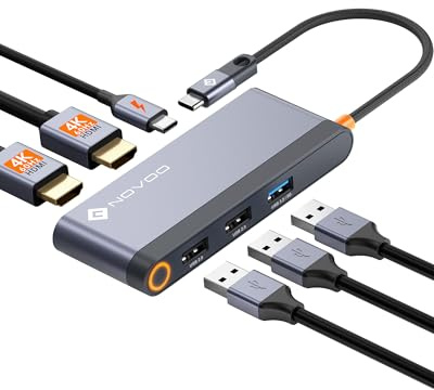 NOVOO Docking Station USB C 6 en 1, Doble Monitor, HDMI 4K@60, PD 100W