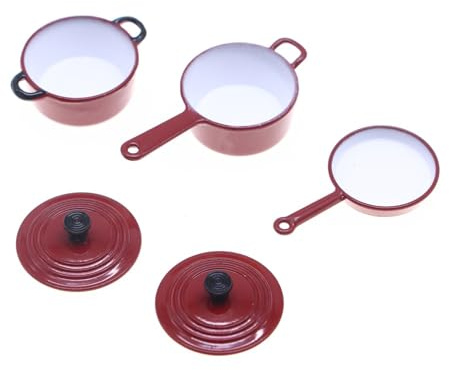 Set di pentole in miniatura smaltate rivestite con simulazione Dettaglio Bambino sicuro per la casa delle bambole Mobili Collezione Scene Display Casa delle bambole Vasi in miniatura