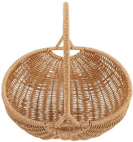 ELAYARD Panier Tressé Imitation Rotin Grand Format Panier Multifonction pour Fruits Légumes et Pains Léger Résistant et Portable pour Usage Intérieur et Extérieur
