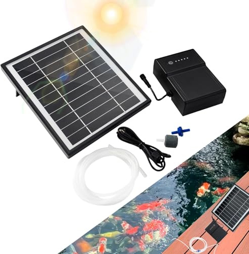 UKSUNVI Bombas de aire solares, carga tipo C y carga solar están disponibles, 5 W oxigenador acuario bomba de aire aireador de pesca con tubo piedras de burbujas de aire, bomba de oxígeno para