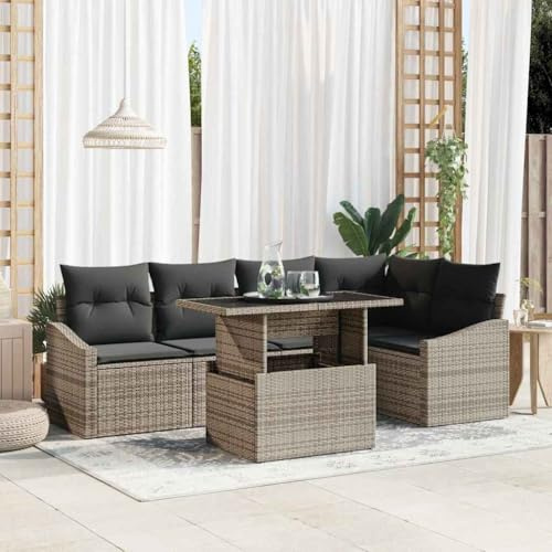 Frdhee Gartenmöbel Lounge Eckbankgruppe,Garten-Sofa-Set mit Kissen 6 pcs Grau 100 x 55 x 73 cm,Ecksofa für Balkon und Terrasse