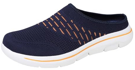 Damtofflor herr Slip On Clogs ventilerande pantoletter unisex halkfri sula fritidsskor unisex sneakers ventilerande slip-skor mjuka ortopediska skor utomhus vandringsskor, Mörkblå, 38 EU