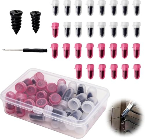 30 Pièces Kit Réparation Pneu Voiture et Moto avec Mèche Pneu Crevaison, Tournevis et Accessoires, Outillage de Réparation des Pneus Professionnel pour Reparation Pneu Voiture