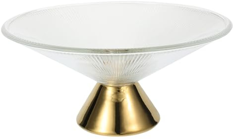 AMUSLESUR Coupe à Fruits en Verre Transparent à Pied Texture Verticale, Bol Décoratif 1 Pièce pour Dessert et Plateau de Service, pour Réception et Présentation Élégante de Fruits