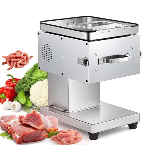 Affettatrice elettrica da 750 W, affettatrice professionale per verdure con lama in acciaio inox rimovibile, spaziatura di 3,5 mm, design ribaltabile, facile da pulire