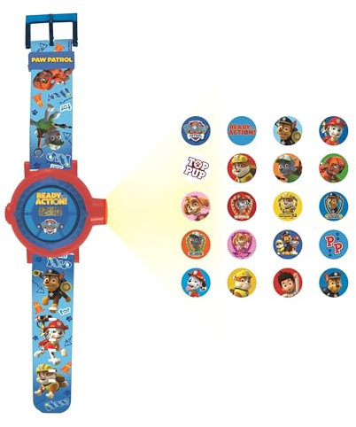 Lexibook, La Pat' Patrouille, Montre Bracelet ajustable, Écran digital, Avec 20 projections de l'univers Pat' Patrouille, pour enfant, Bleu / rouge, DMW050PA
