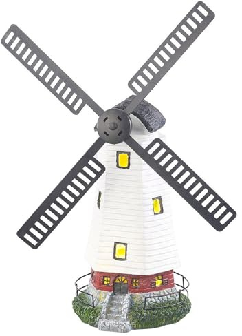 Solar Windmühle 50 cm LED Windrad Gartenleuchte Gartendeko Landhaus Stil