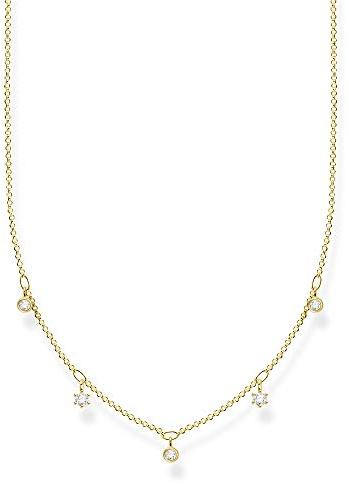 THOMAS SABO Kette weiße Steine gold 925 Sterlingsilber, 750 Gelbgold Vergoldung